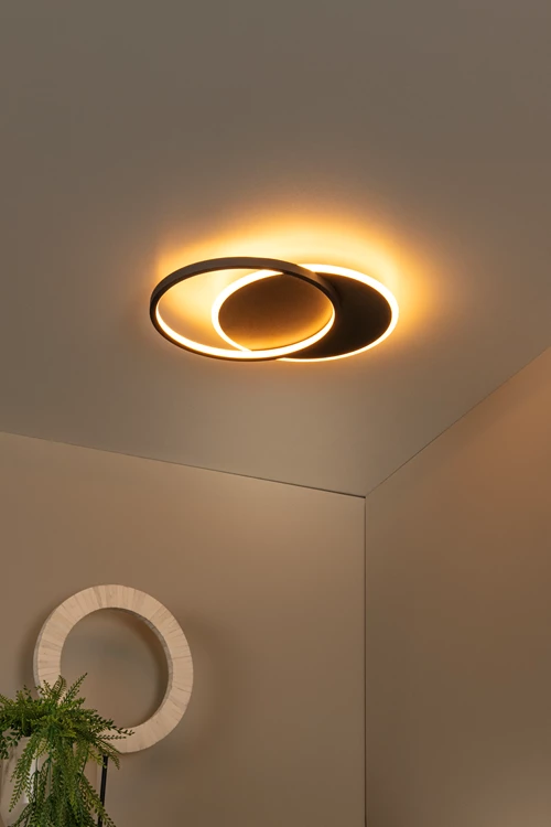 Lucide AXELLE - Flush ceiling light - Ø 29,5 cm- LED 3 StepDim - 1x24W 2700K - Black - atmosphere 1